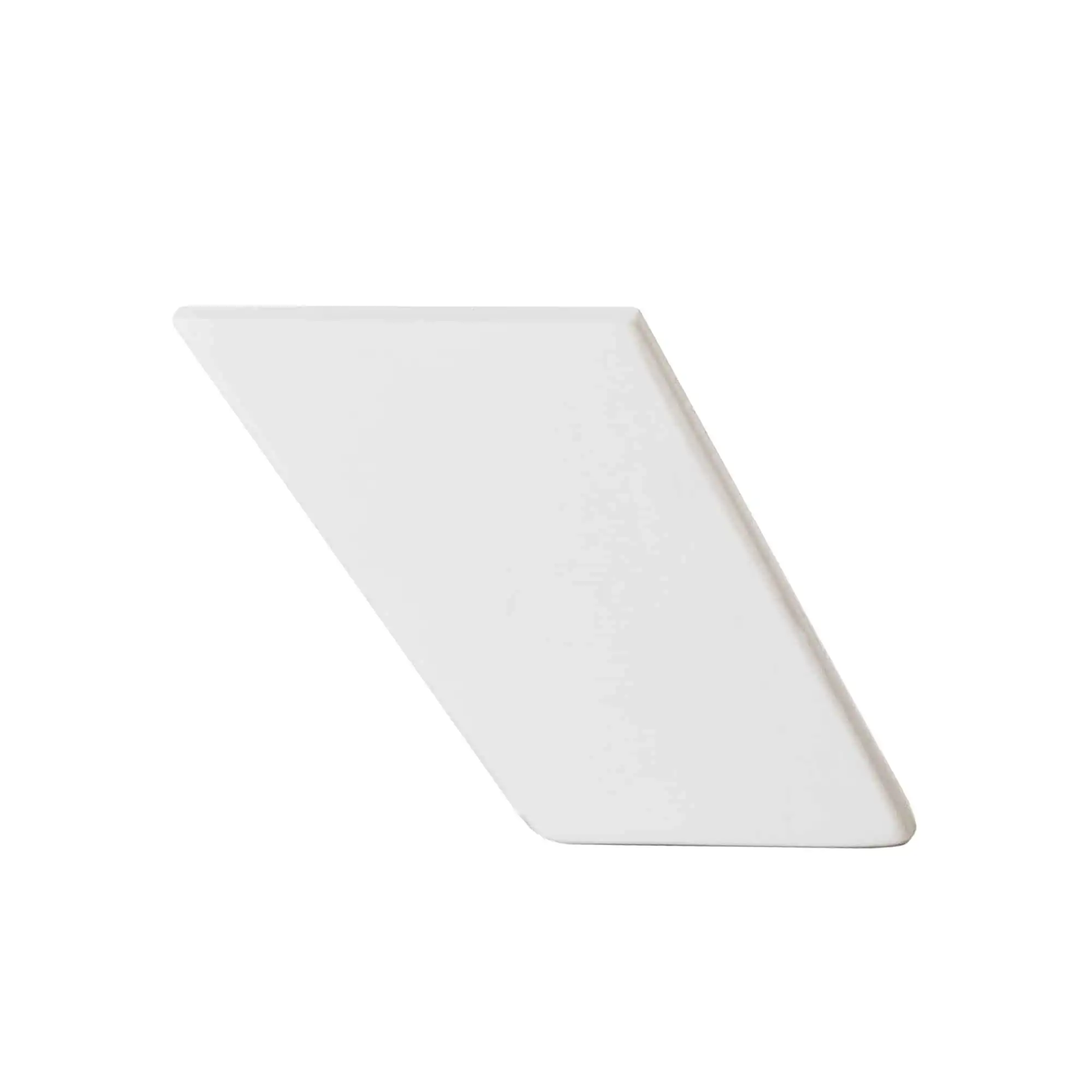 White rectangular object with one angled corner on a white background, resembling the Feet Midc Wh Edited cat comfort product.