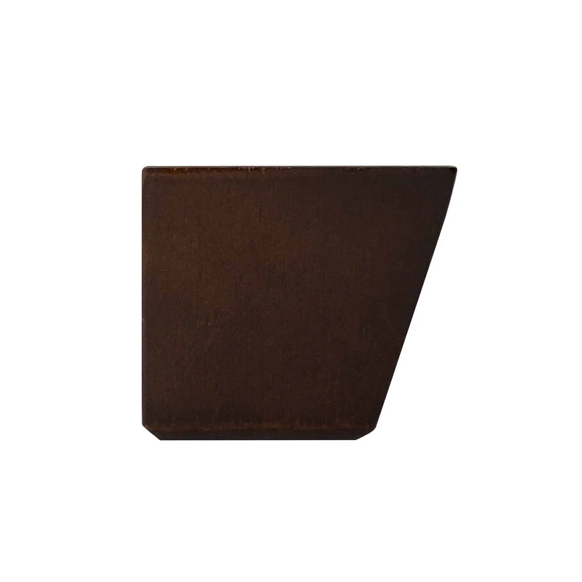 Dark brown, tapered Feet Tape Ma Edited with flat sides and a slanted edge rests on a plain white background.