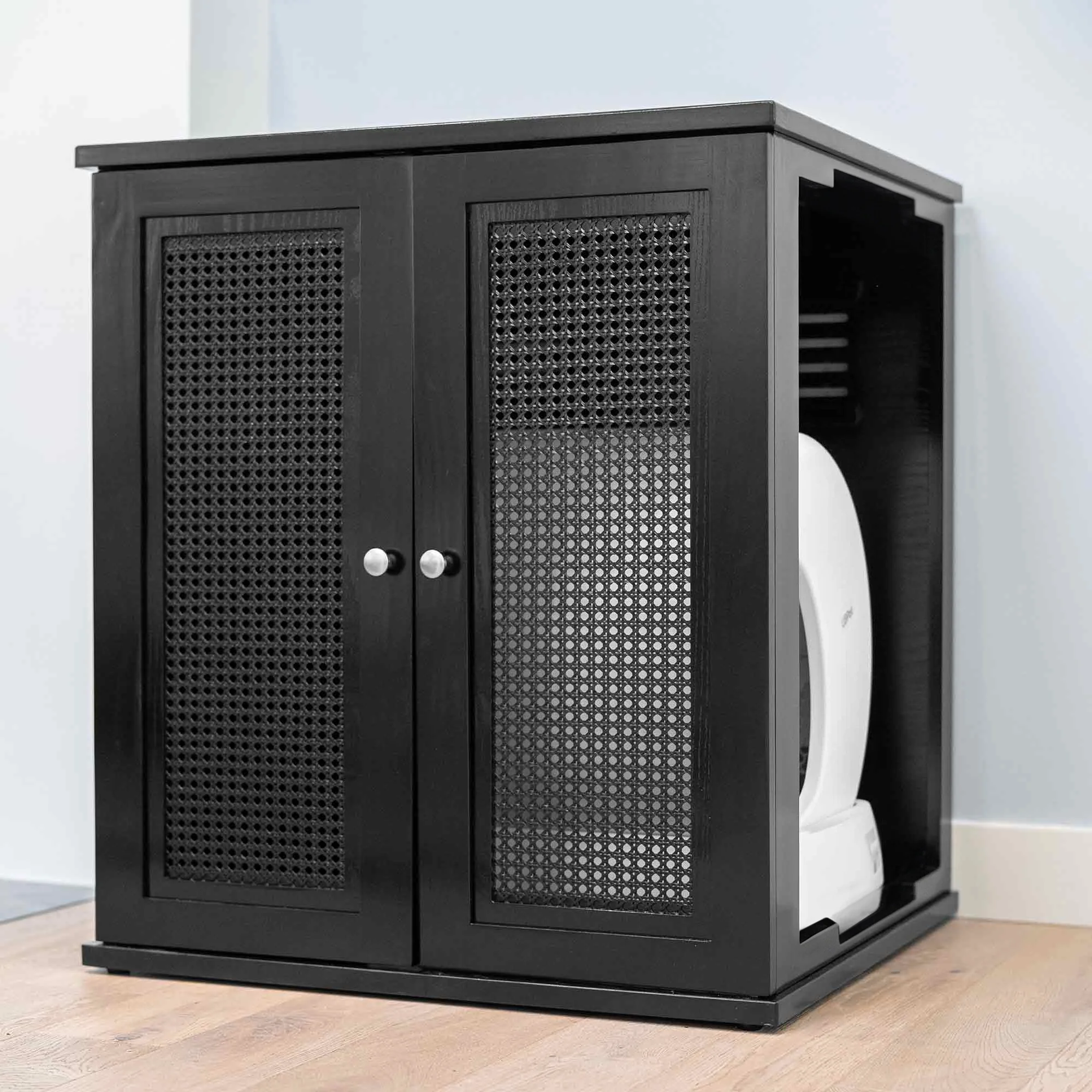 Refined Self Cleaning Litter Box - Espresso cane weave