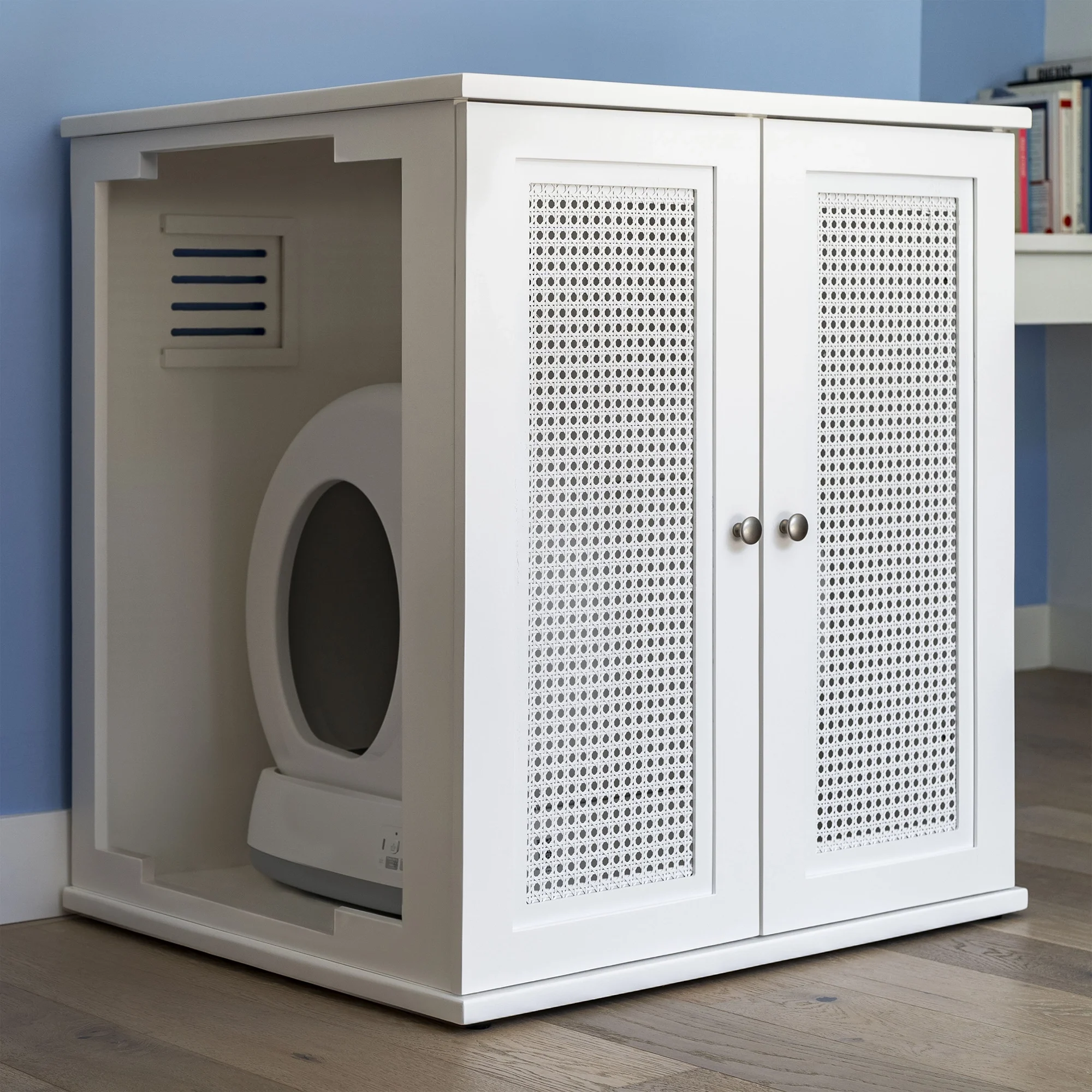 Refined Self Cleaning Litter Box - White Cane Weave